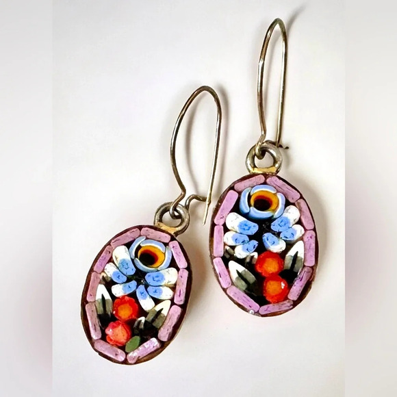 VTG | Murano Glass Micro Mosaic Earrings, Made in Italy - Picture 1 of 6